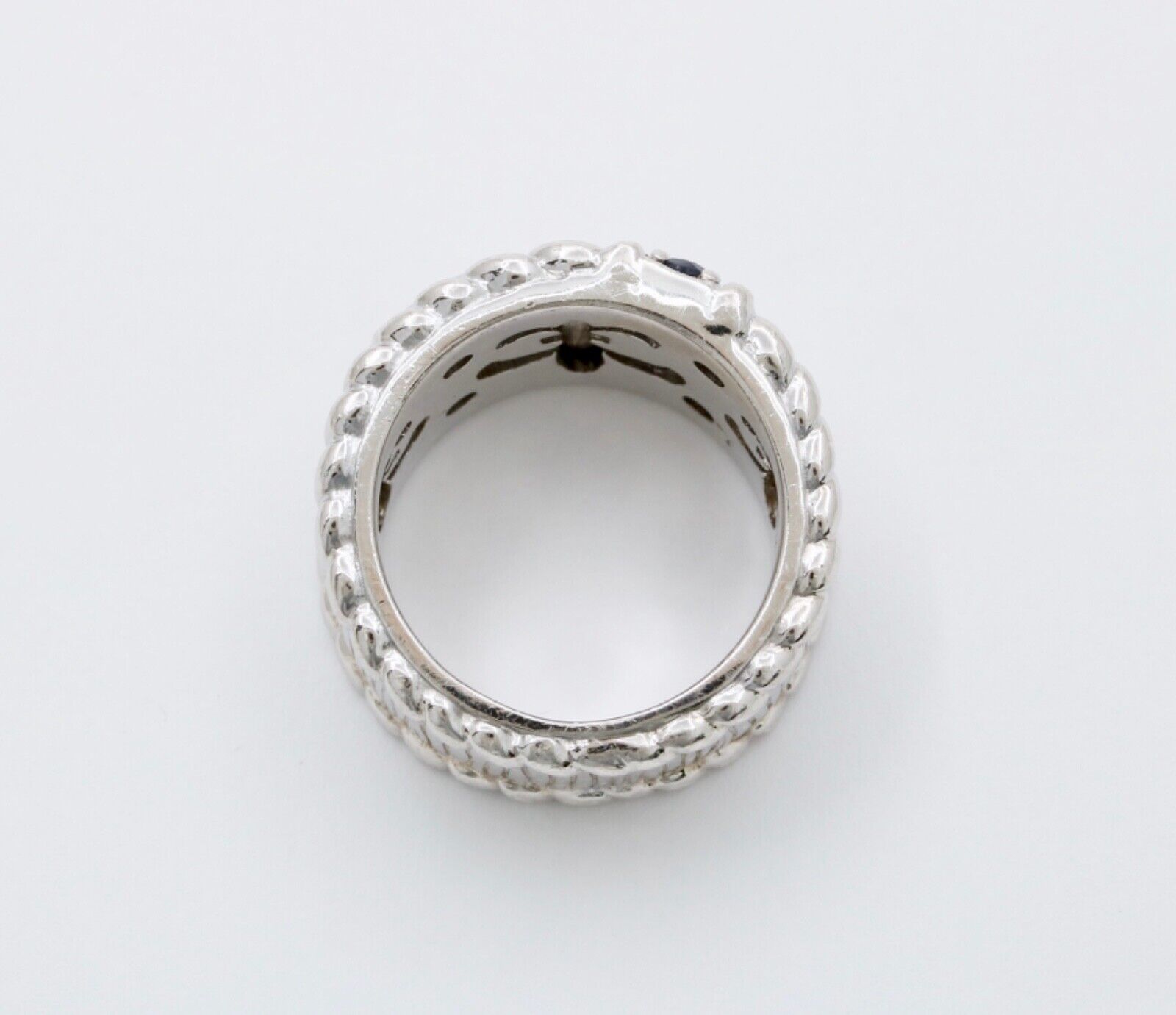Judith Ripka 925 Sterling Silver Synthetic Stones Wide Band Ring