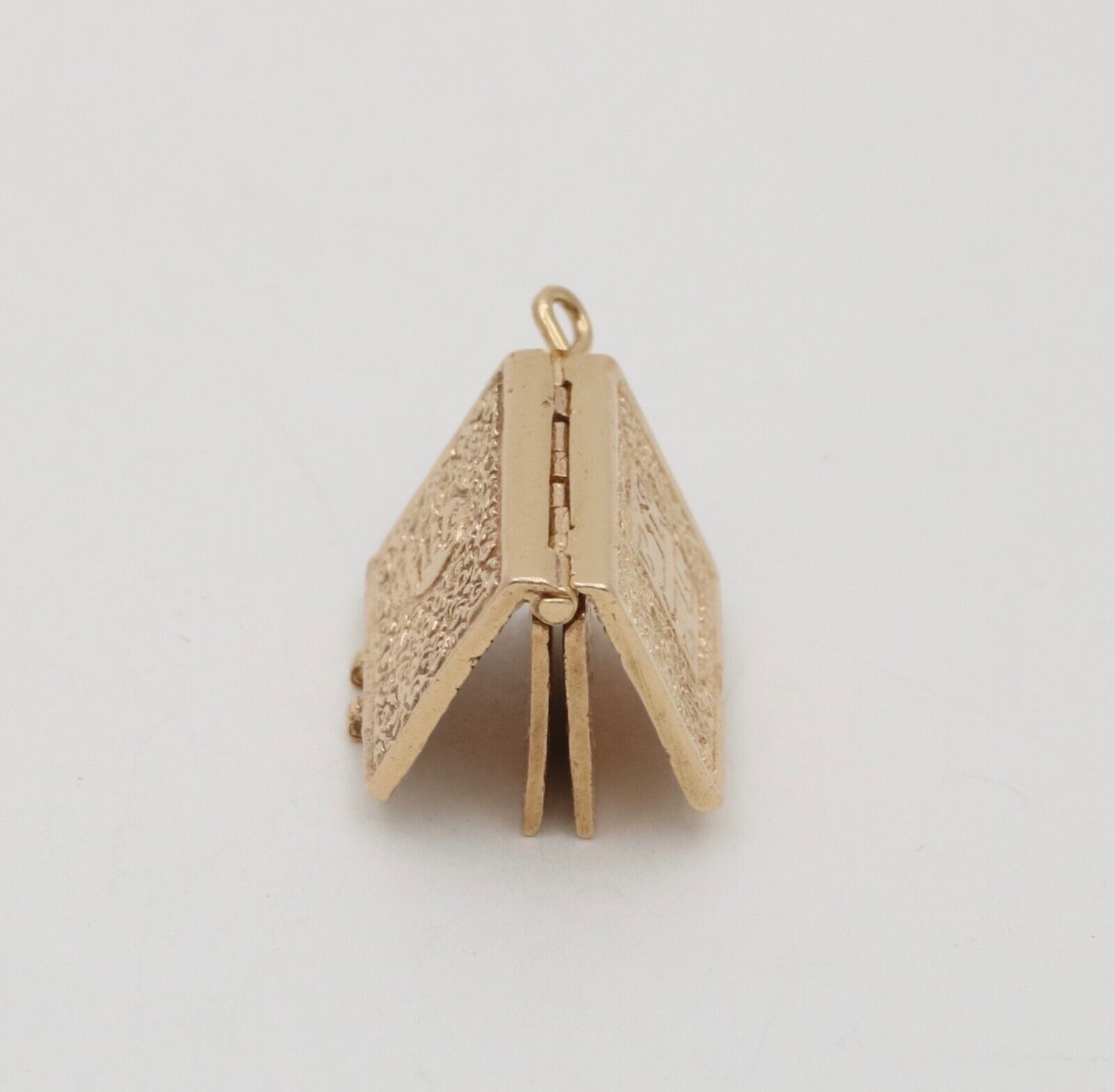 Vintage 14K Yellow Gold Bible Book Movable Pendant Charm