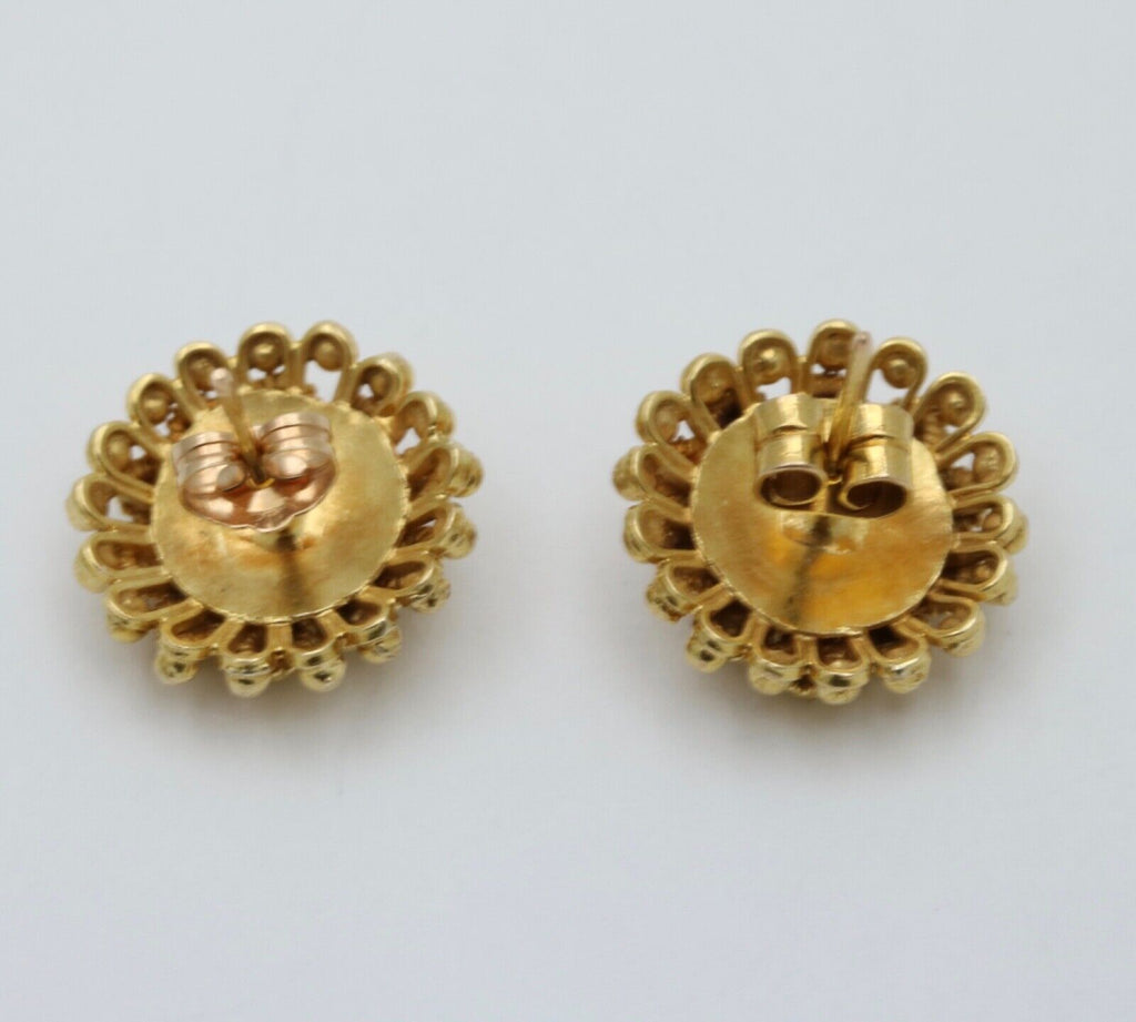 Etruscan Style 22K Gold Flower Studs Earring
