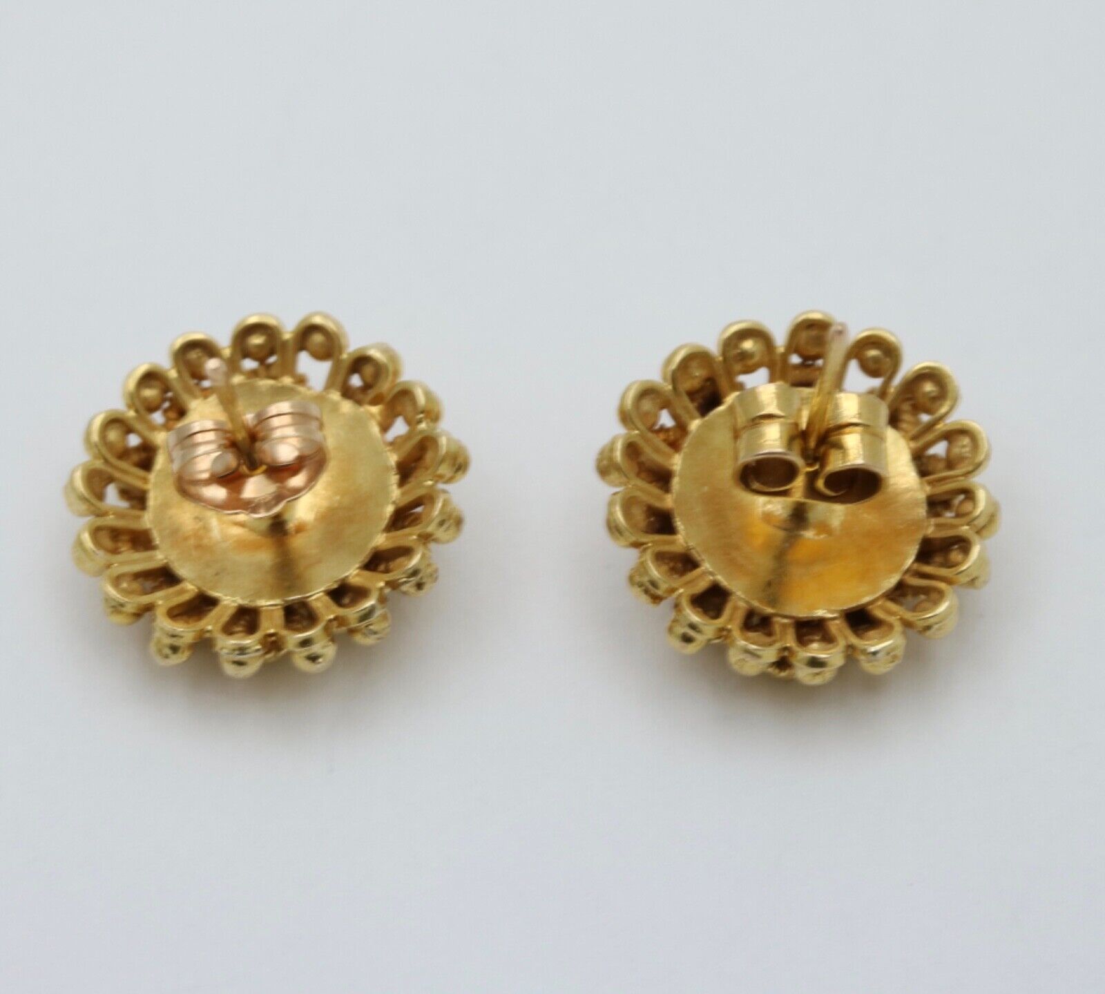 Etruscan Style 22K Gold Flower Studs Earring
