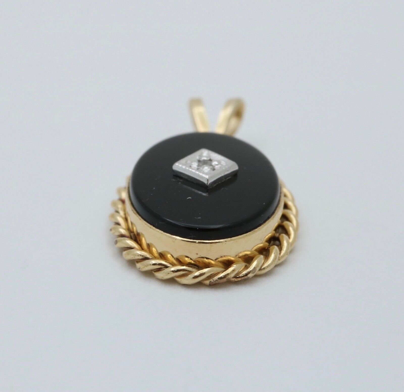 Vintage Onyx & Diamond Charm Pendant
