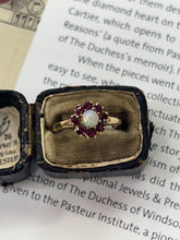 Load image into Gallery viewer, Vintage 10K Yellow Gold Opal &amp; Ruby Flower Ring
