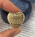 Vintage 14K Yellow Gold January Calendar Birthday Heart Charm, Birthstone Garnet