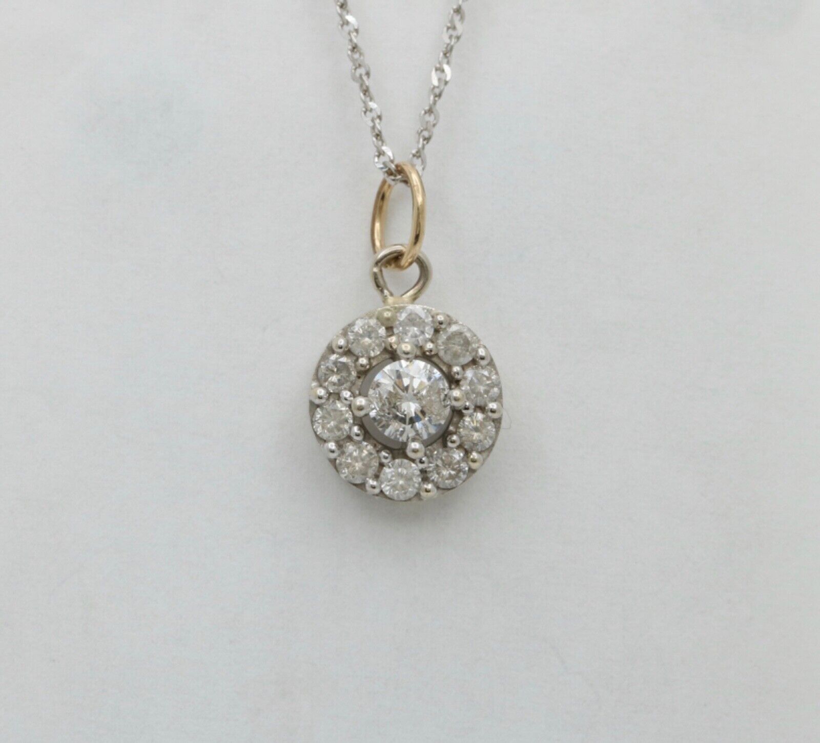 Vintage Art Deco Inspired Diamond 14K White Gold Pendant