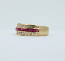 Load image into Gallery viewer, Vintage 14K Yellow Gold Diamond &amp; Ruby Band
