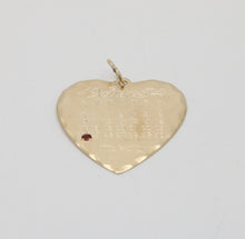 Load image into Gallery viewer, Vintage 14K Yellow Gold January Calendar Birthday Heart Charm, Birthstone Garnet
