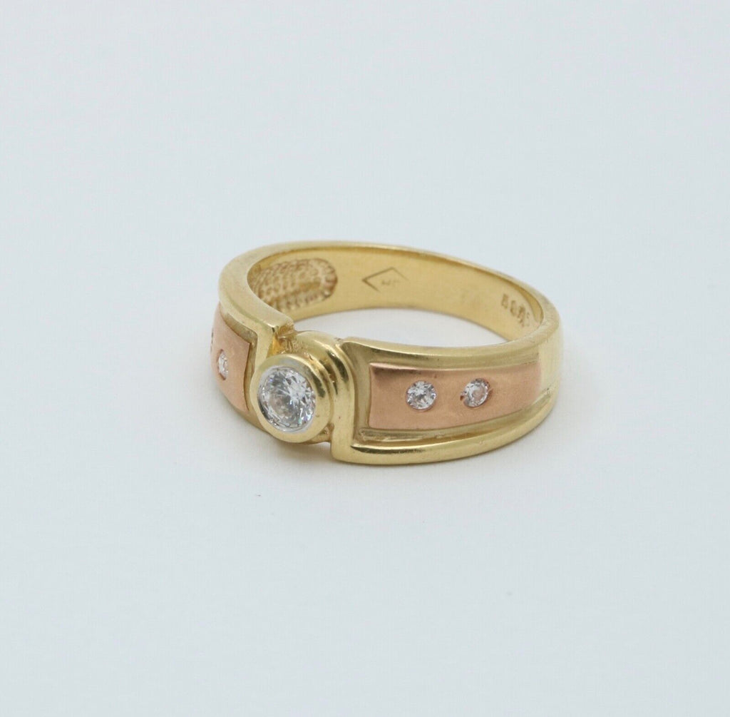 Vintage 14K Yellow & Pink Gold Diamond Band