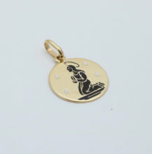 Load image into Gallery viewer, Vintage 14K Yellow Gold Zodiac Virgo Enamel Charm Pendant
