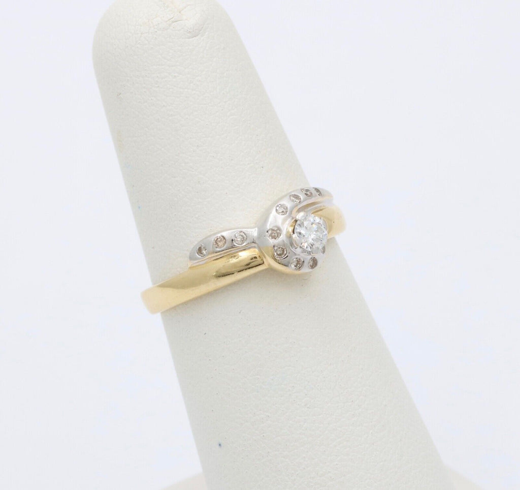 Vintage 18K Yellow Gold & Platinum Geometric Diamond Ring