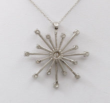 Load image into Gallery viewer, Vintage 14K White Gold Diamond Snowflake Pendant Necklace.
