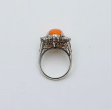 Load image into Gallery viewer, Vintage Platinum Fire Opal Diamond Ring, Statement Ring
