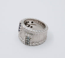 Load image into Gallery viewer, Judith Ripka 925 Sterling Silver Synthetic Stones Wide Band Ring
