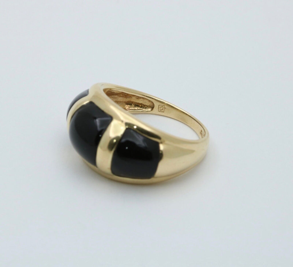 Vintage 14K Yellow Gold Black Onyx Dome Ring