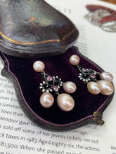 Load image into Gallery viewer, Bohemian Style Silver Pink Pearl Enamel Chandelier Earring
