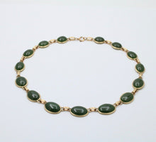 Load image into Gallery viewer, Vintage Oval Eternity Jade 14K Yellow Gold Necklace
