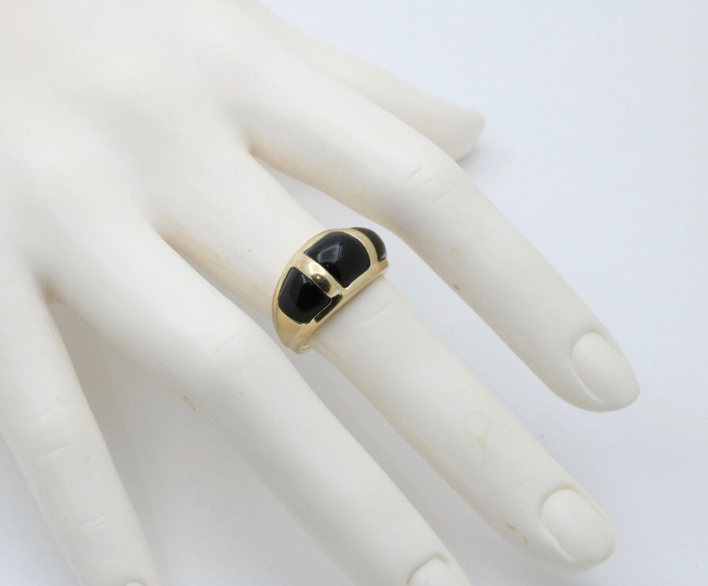 Vintage 14K Yellow Gold Black Onyx Dome Ring