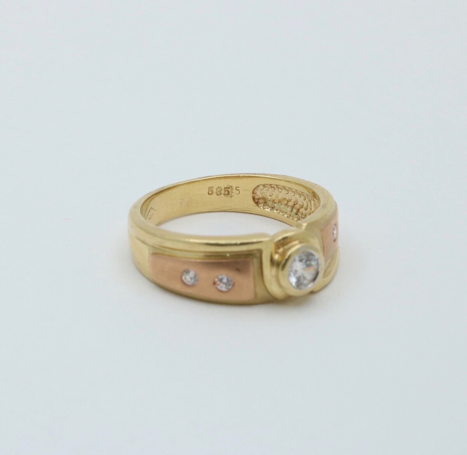 Vintage 14K Yellow & Pink Gold Diamond Band