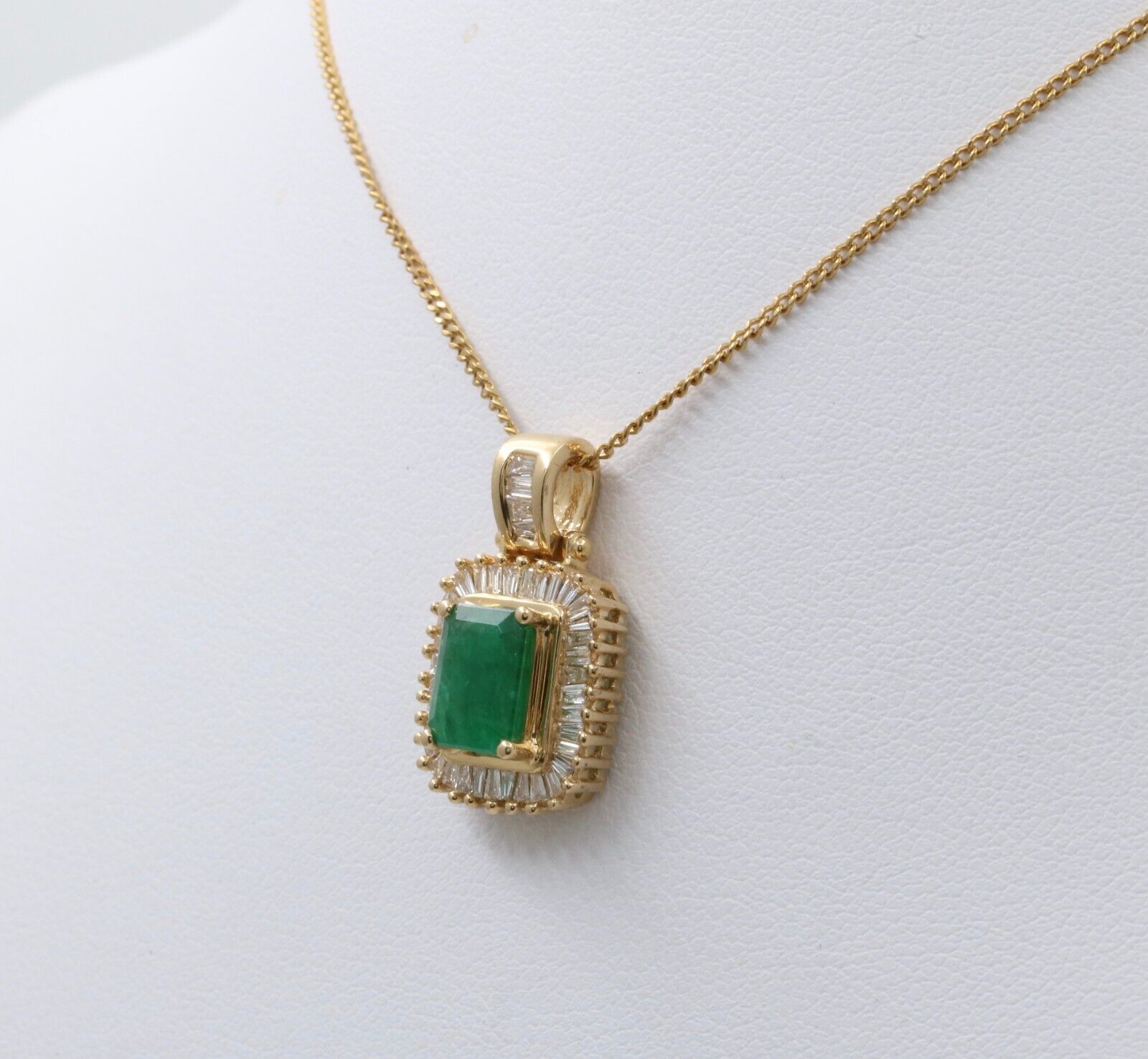 Vintage Emerald & Diamond 14K Yellow Gold Pendant