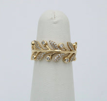 Load image into Gallery viewer, Vintage 14k yellow Gold Likeness Of Sage Leaves Diamond Band
