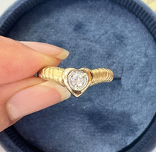 Load image into Gallery viewer, Vintage 14K Yellow Gold Diamond Heart Ring
