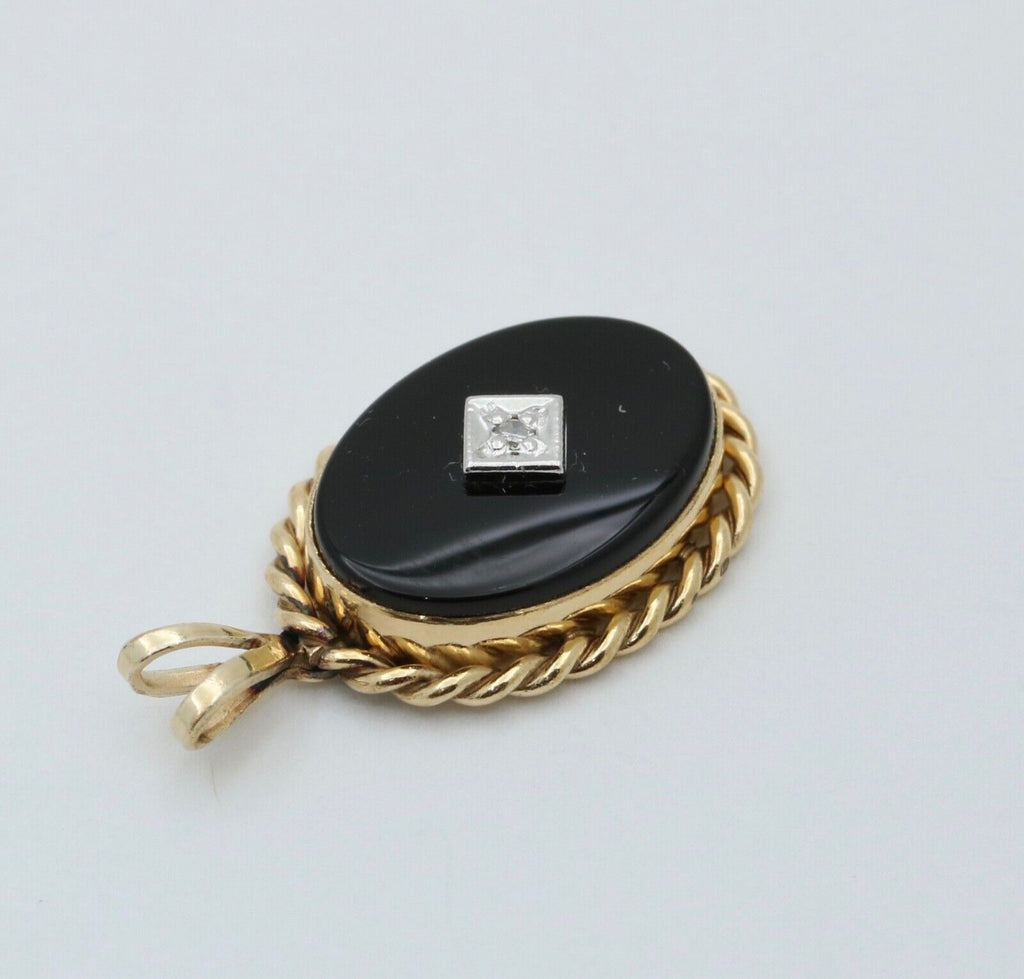 Vintage Onyx & Diamond Charm Pendant