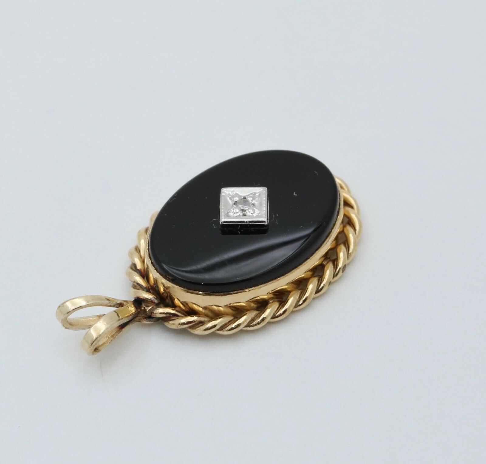 Vintage Onyx & Diamond Charm Pendant