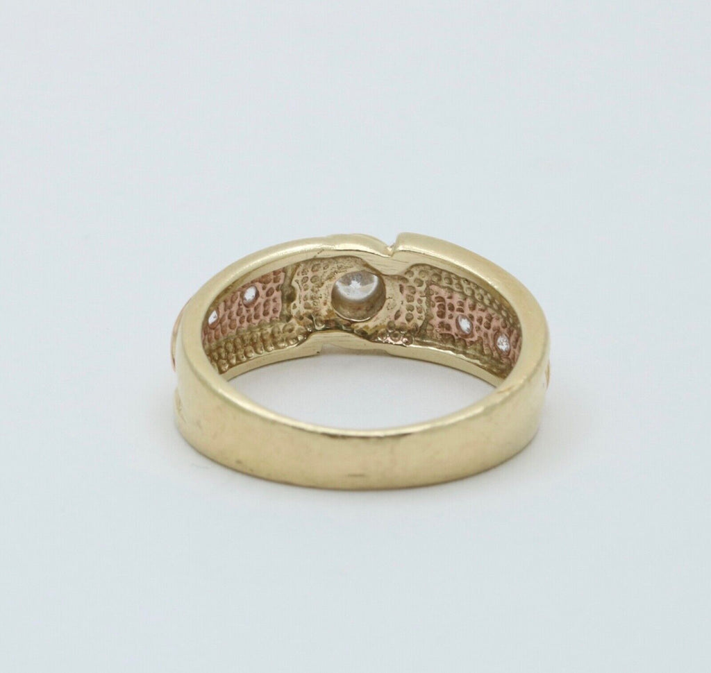 Vintage 14K Yellow & Pink Gold Diamond Band