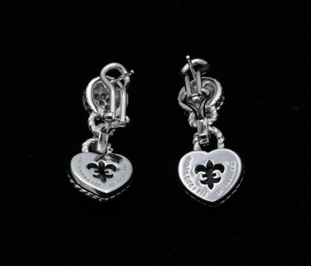 Judith Ripka Sterling Silver Heart Earrings with Prasiolite & Sparkling Accents