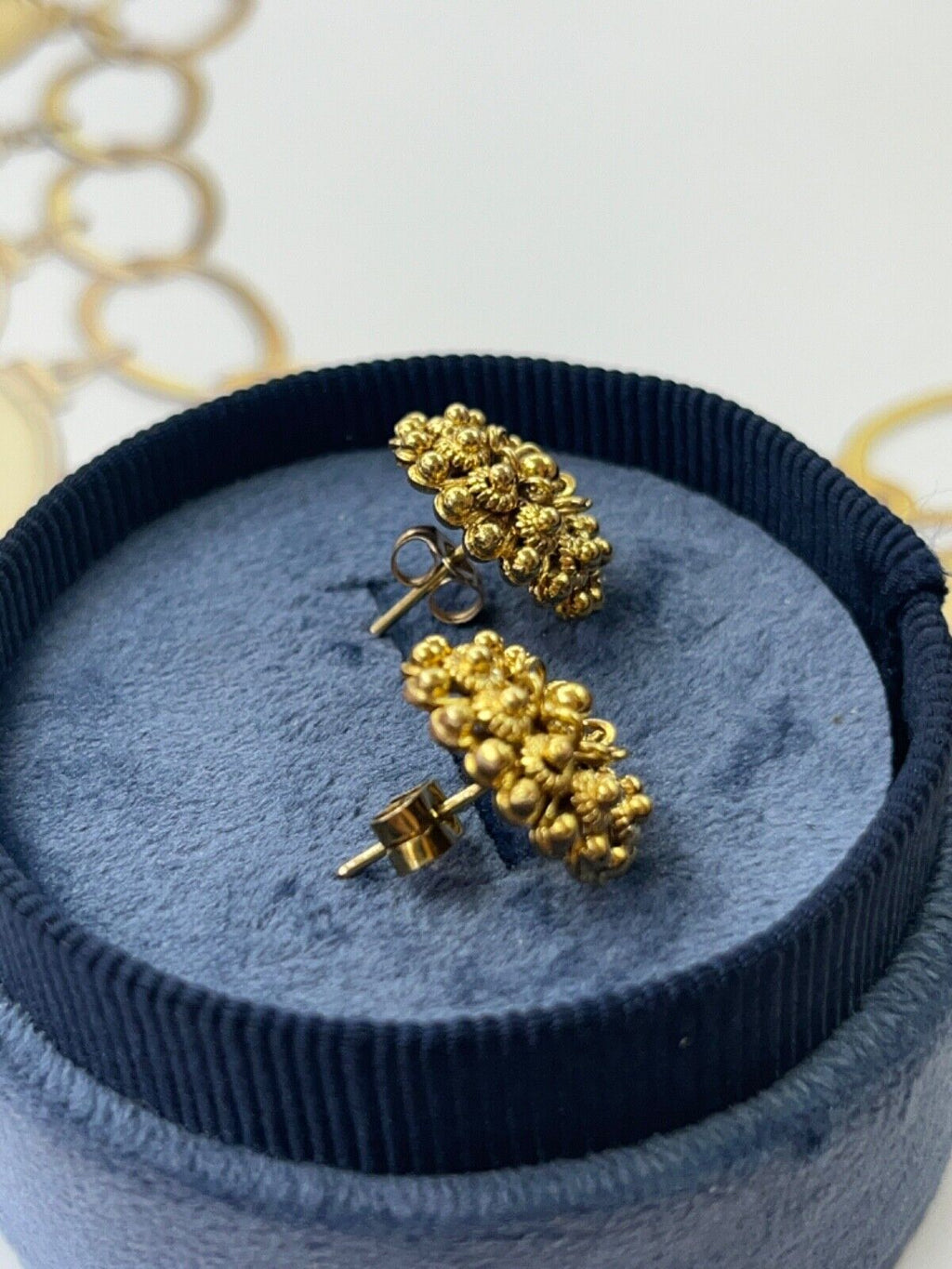 Etruscan Style 22K Gold Flower Studs Earring