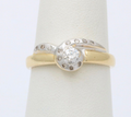 Vintage 18K Yellow Gold & Platinum Geometric Diamond Ring