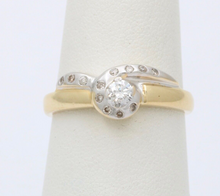 Load image into Gallery viewer, Vintage 18K Yellow Gold &amp; Platinum Geometric Diamond Ring
