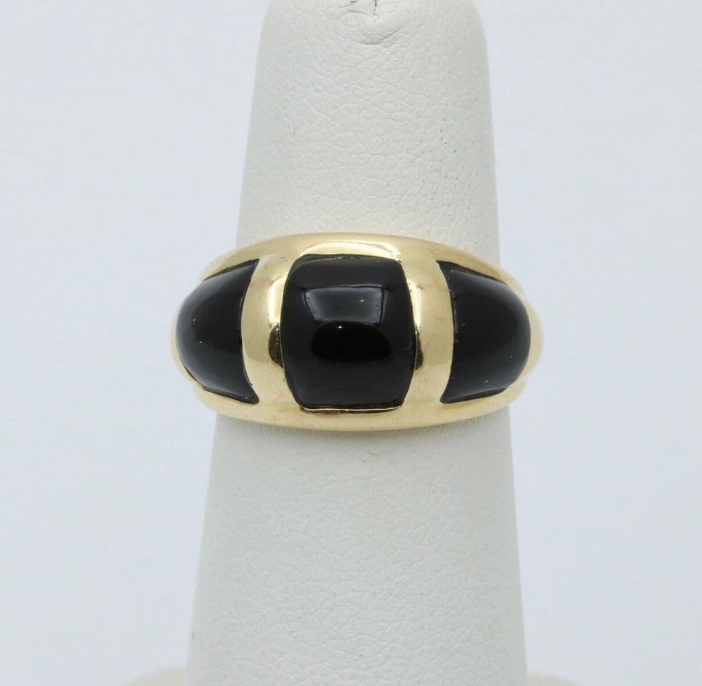 Vintage 14K Yellow Gold Black Onyx Dome Ring