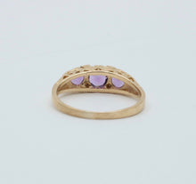 Load image into Gallery viewer, Victorian 14K Yellow Gold Three Stones Amethyst  &amp; diamond Ring
