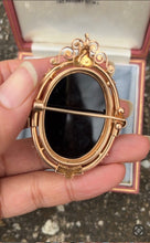 Load image into Gallery viewer, Victorian 14K Rose Gold Black Onyx Cameo Pendant Brooch
