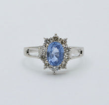 Load image into Gallery viewer, Vintage Sapphire Diamonds 18K White Gold Ring
