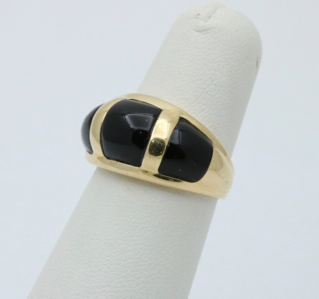 Vintage 14K Yellow Gold Black Onyx Dome Ring