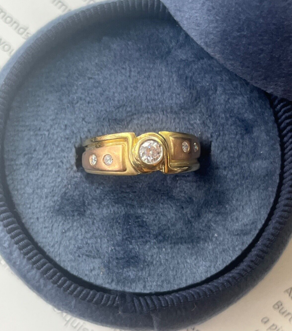 Vintage 14K Yellow & Pink Gold Diamond Band