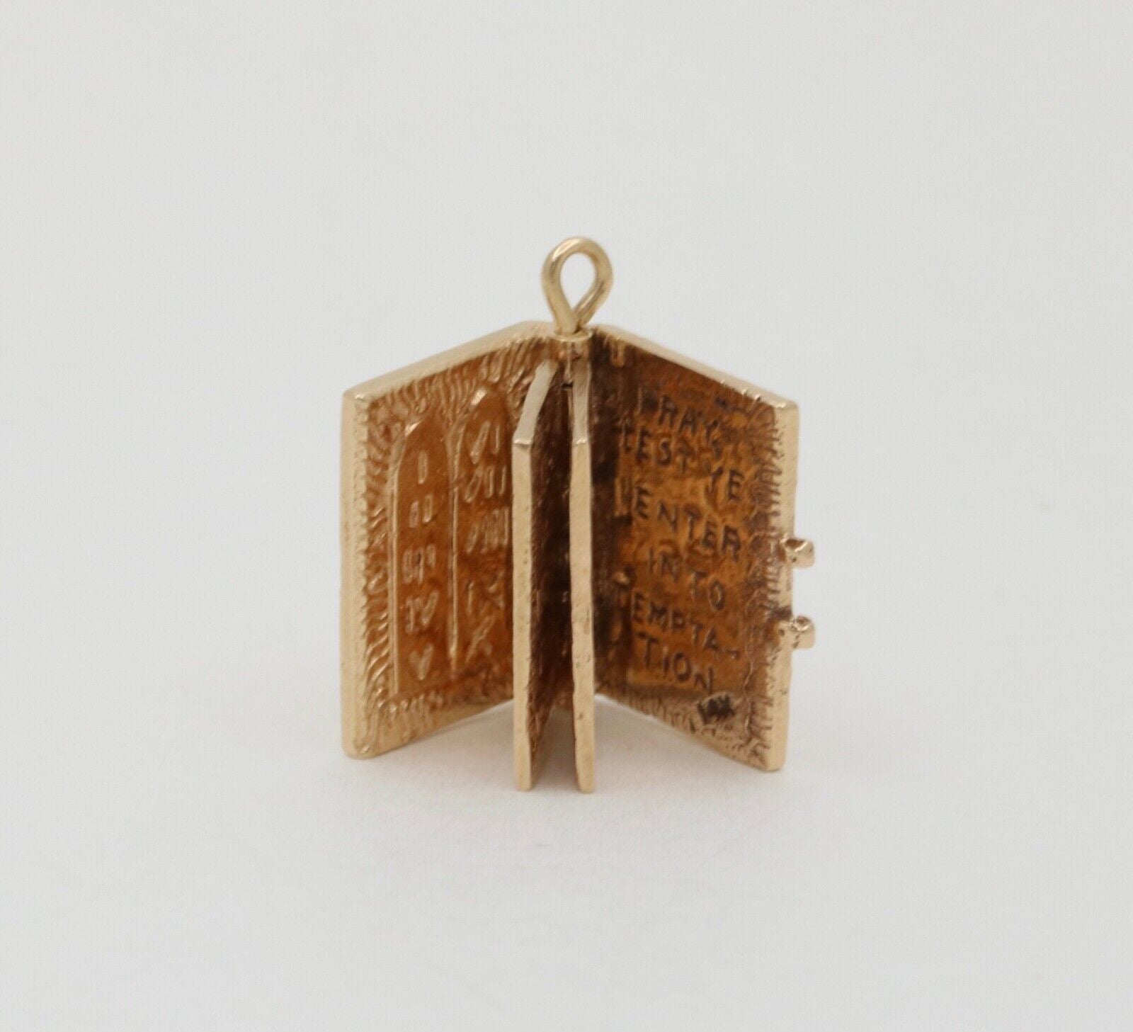 Vintage 14K Yellow Gold Bible Book Movable Pendant Charm