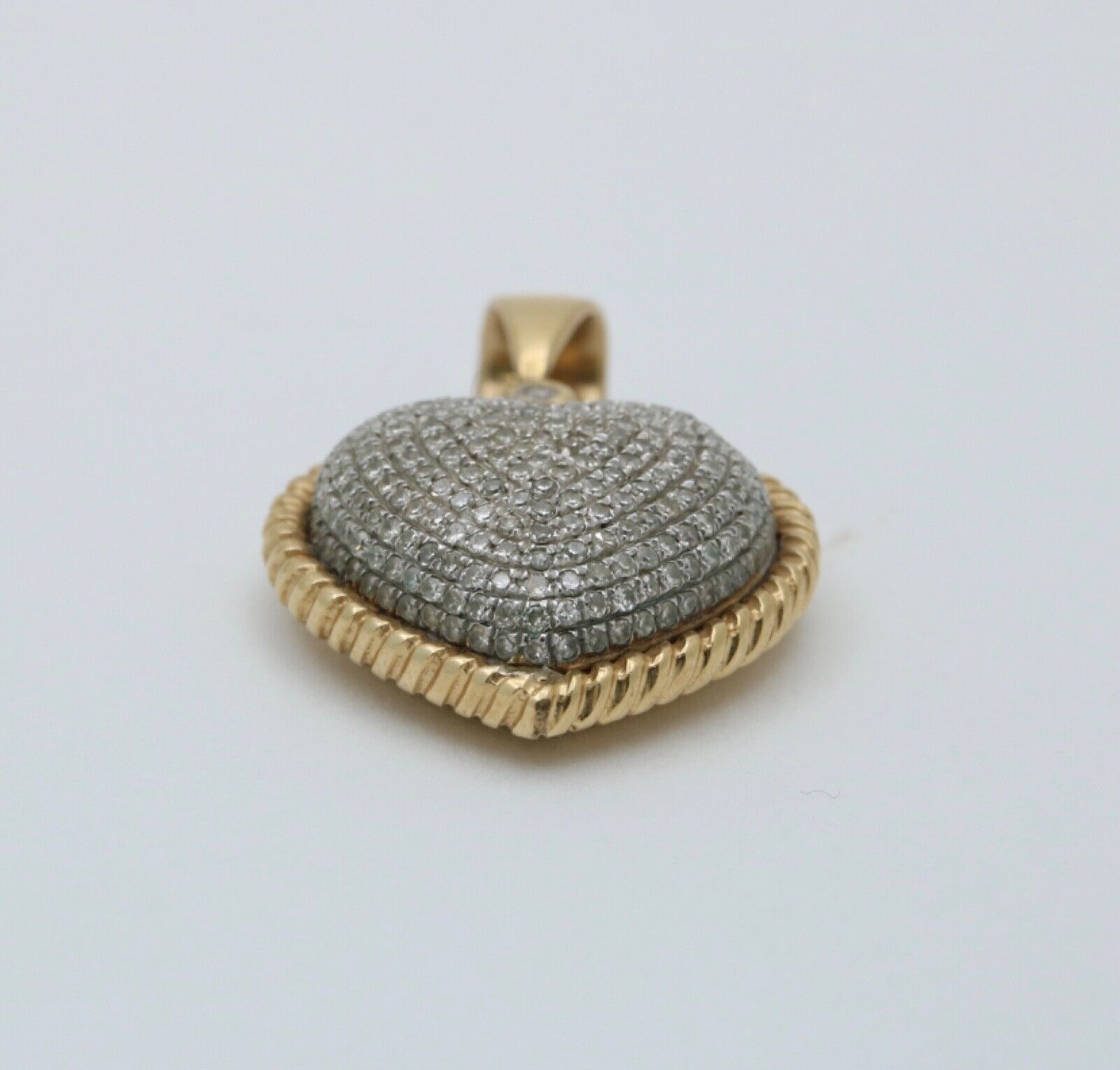 Vintage 10K Yellow & White Gold Diamond Heart Charm