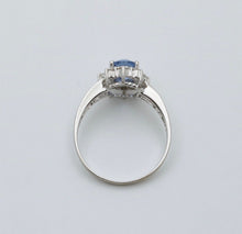 Load image into Gallery viewer, Vintage Sapphire Diamonds 18K White Gold Ring
