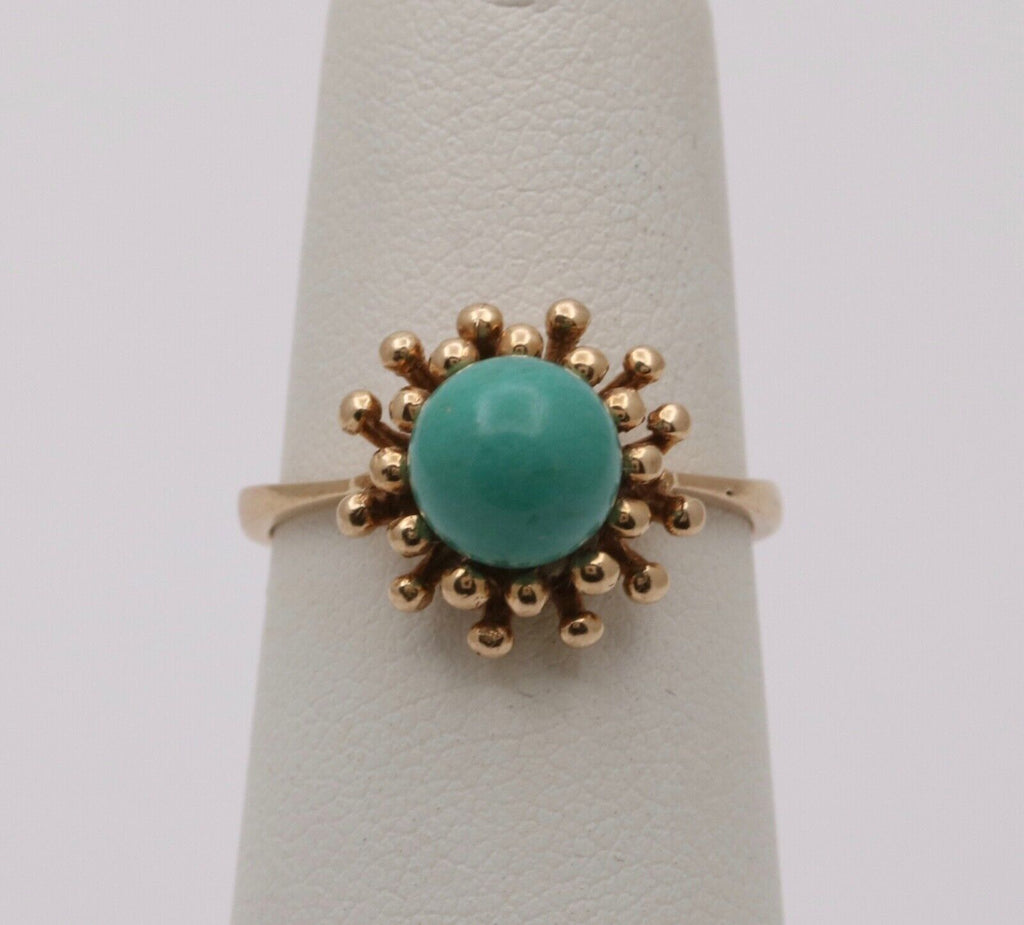 Vintage Turquoise 14K Yellow Gold  Ring