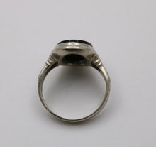 Load image into Gallery viewer, Art Deco Black Onyx Diamond 14K White Gold Ring
