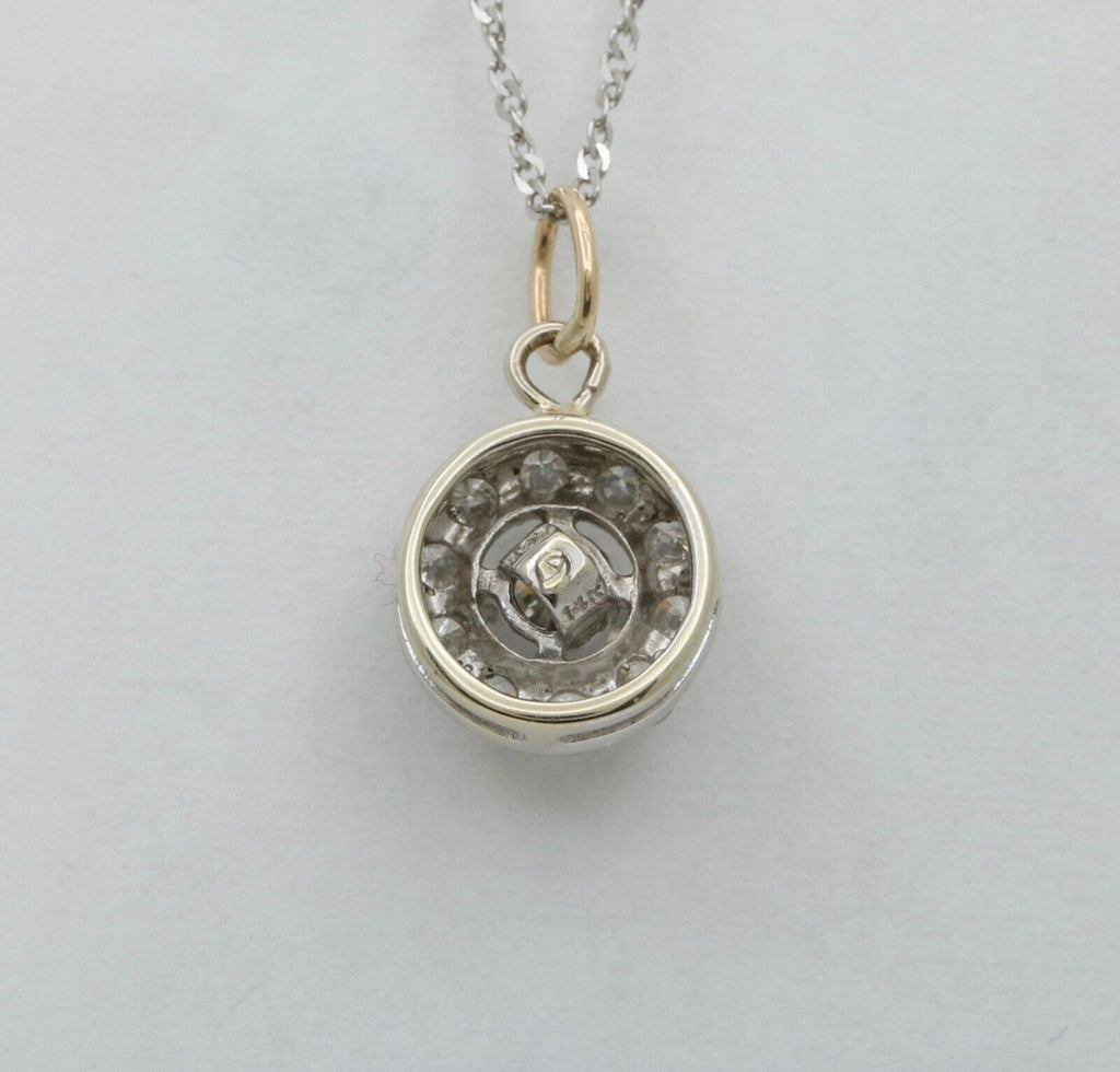 Vintage Art Deco Inspired Diamond 14K White Gold Pendant