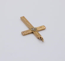 Load image into Gallery viewer, Vintage 10K Yellow &amp; White Gold Cross Diamond Pendant
