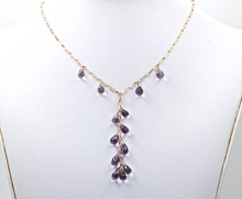 Load image into Gallery viewer, Vintage Amethyst 14K Yellow Gold Droplet Necklace
