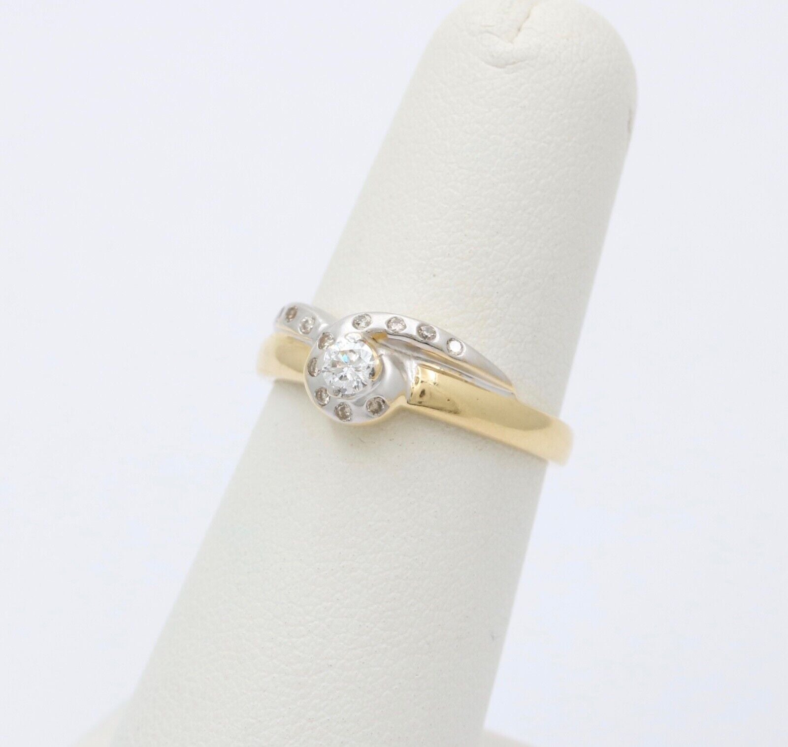 Vintage 18K Yellow Gold & Platinum Geometric Diamond Ring