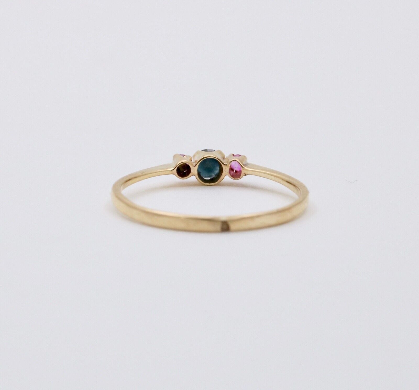 Vintage Blue Sapphire Ruby 14K Yellow Gold Ring