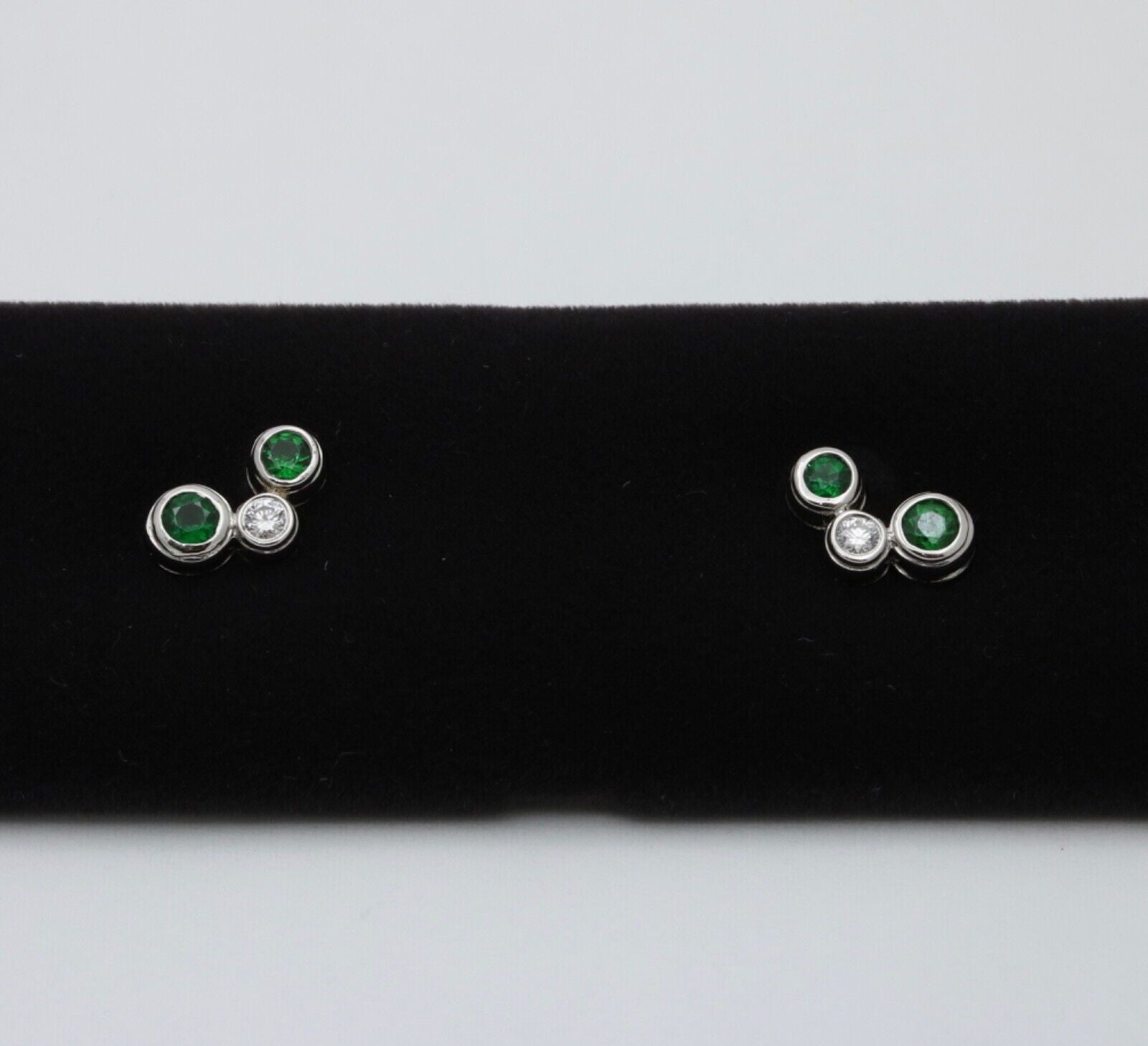 Tiffany and Co. Tsavorite Diamond Platinum Earring Studs
