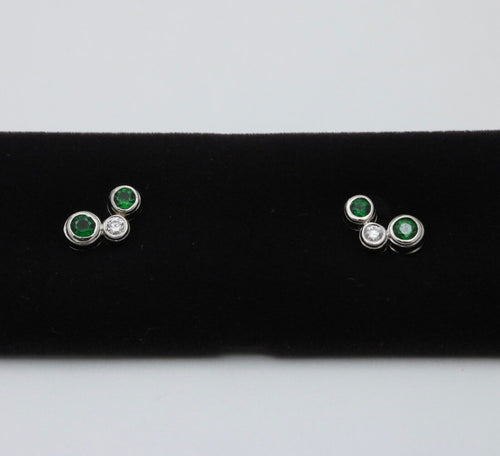 Tiffany and Co. Tsavorite Diamond Platinum Earring Studs