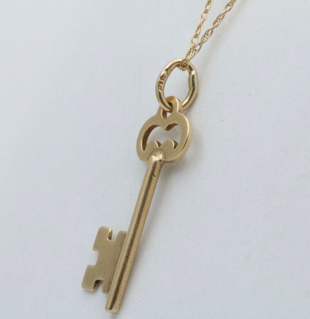 Vintage Skeleton 14K Yellow Gold Key Charm Pendant